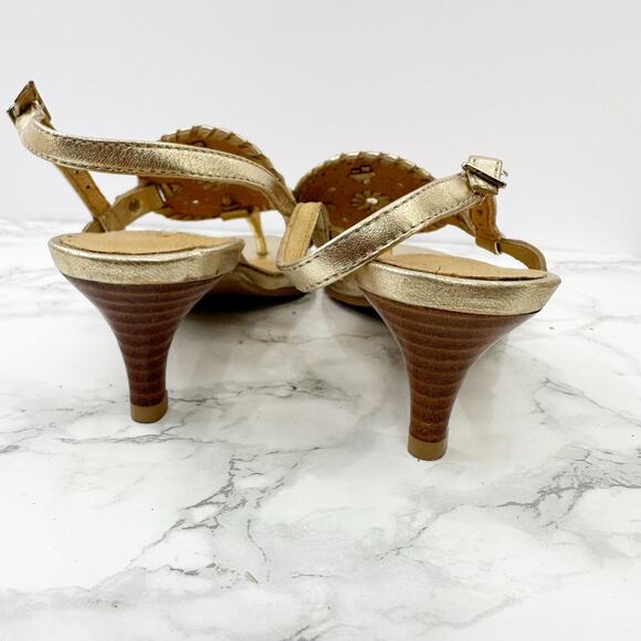 Jack Rogers Georgica Gold Kitten Heel Sandals Size 6.5 - Picture 5 of 7